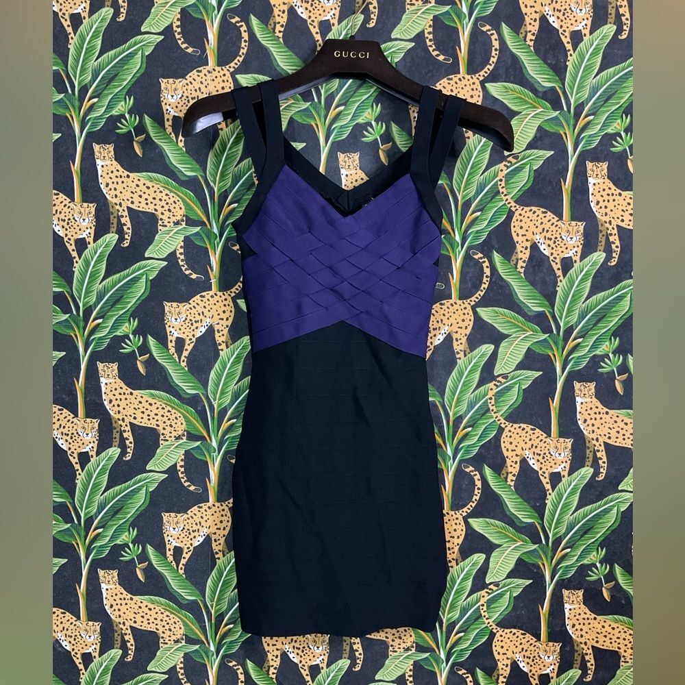 Marciano Black and purple bandage dress Size XS